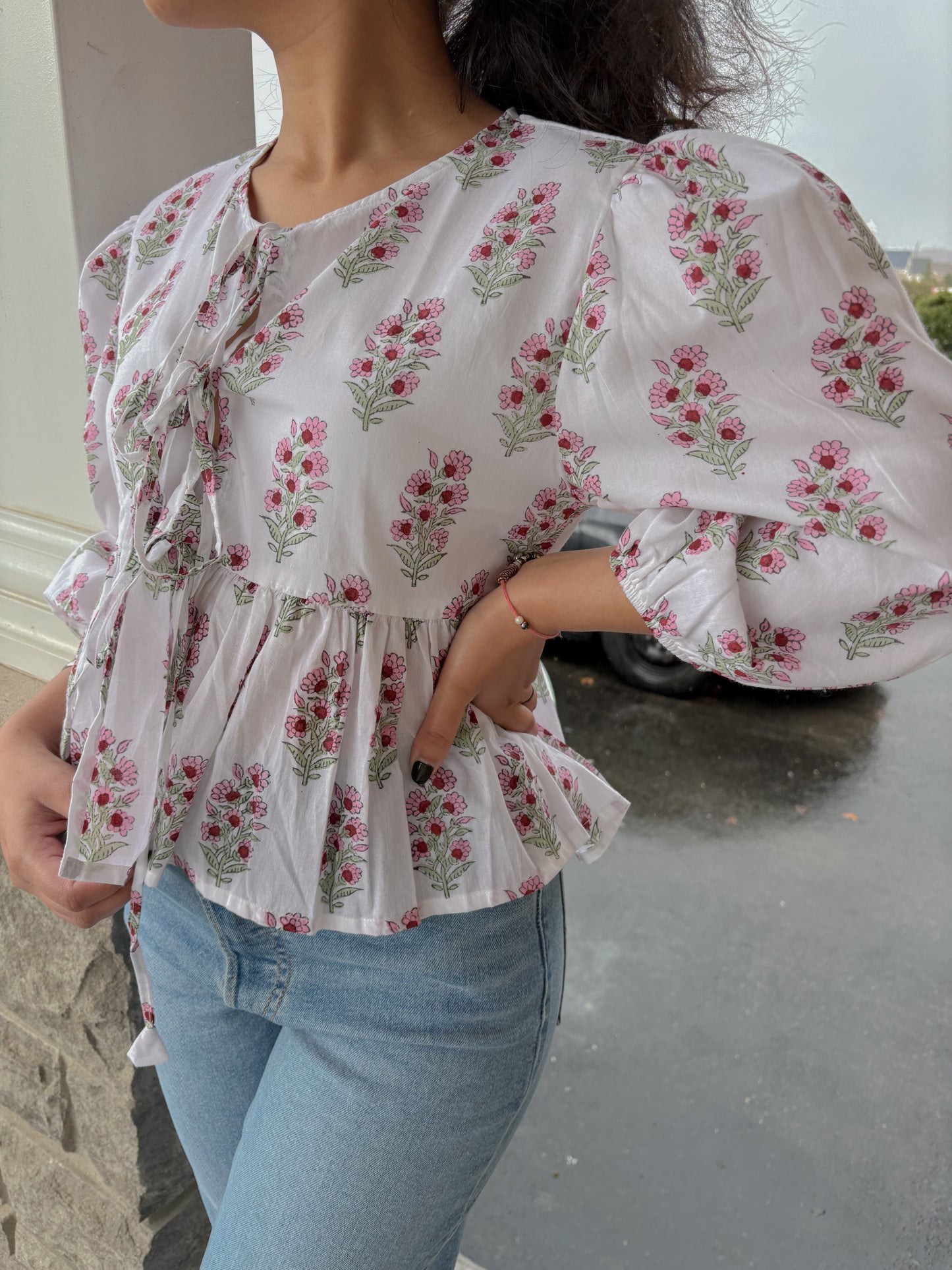Bouquet Tie-Front Crop Top
