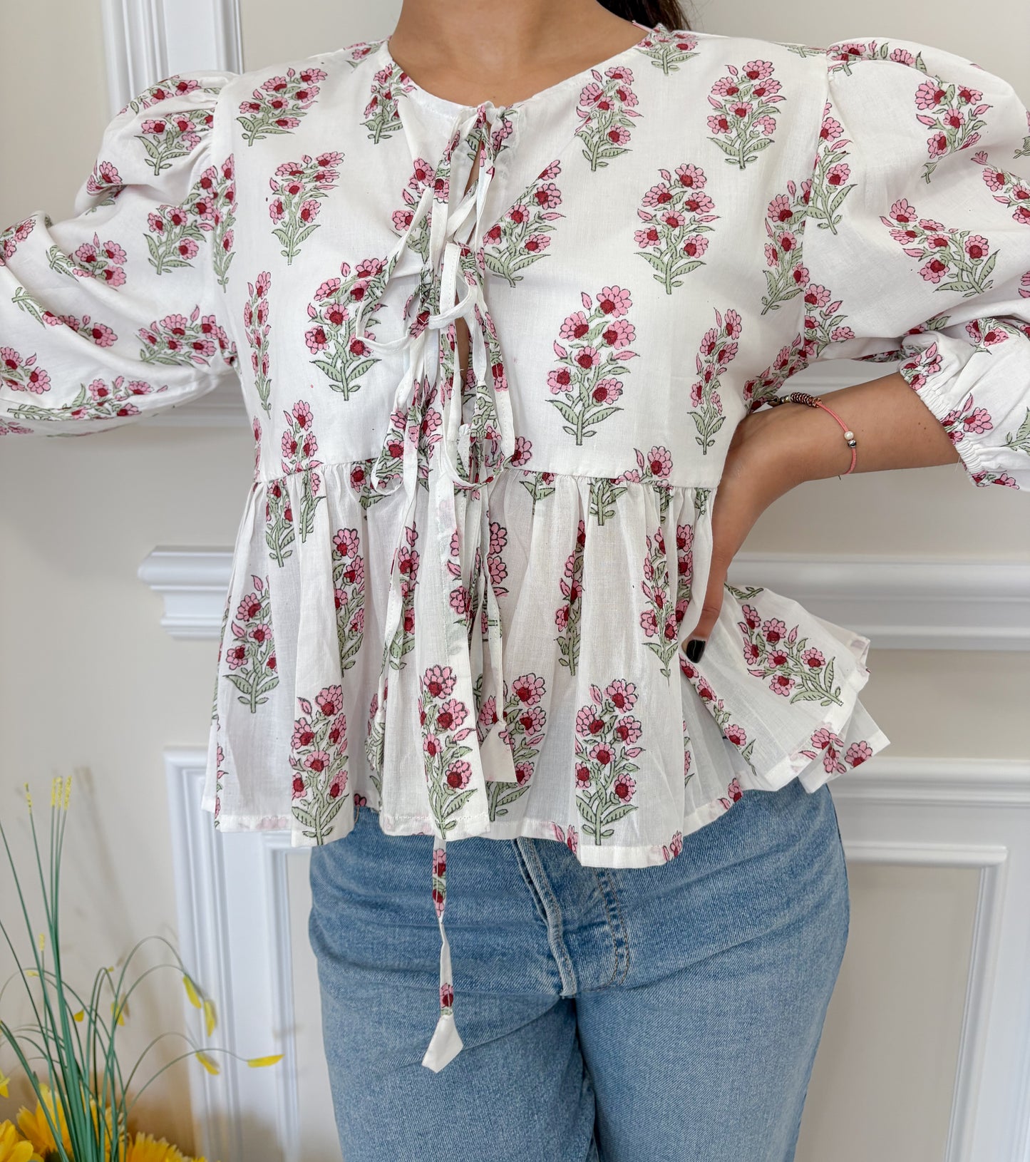 Bouquet Tie-Front Crop Top